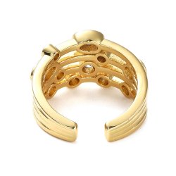 Ring mit vielen Zirkonia-Steinen, 18 K vergoldet, verstellbar, Gr��e 52�58, 1 Stck