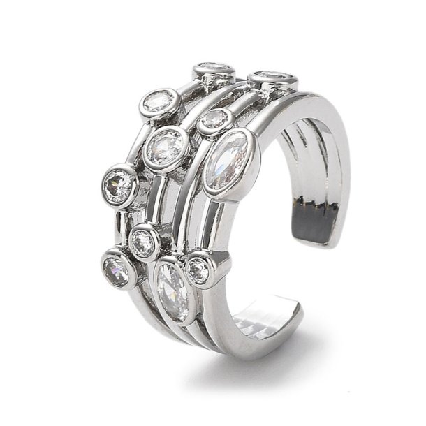 Ring mit vielen Zirkonia-Steinen, platiniert, verstellbar, Gr��e 52�58, 1 Stck