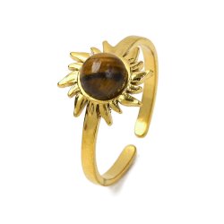 Fingerring, solform og tiger�je, forgyldt st�l, justerbar St�rr.: 52-56, 1 stk