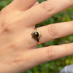 Fingerring, solform og tiger�je, forgyldt st�l, justerbar St�rr.: 52-56, 1 stk