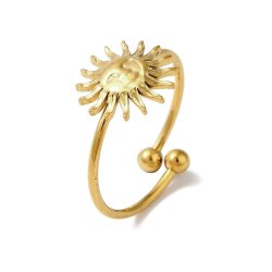 Fingerring, sol med ansigt, forgyldt st�l, justerbar St�rr.: 50-56, 1 stk