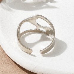 Fingerring, organiske udsk�ringer, st�l, justerbar St�rr. 54-60, 1 stk