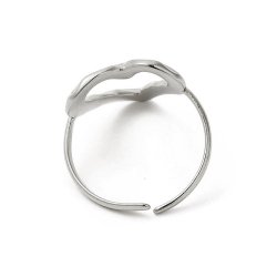 Ring with hammered outline heart design, stainless steel, adjustable size 52�58, 1 pc