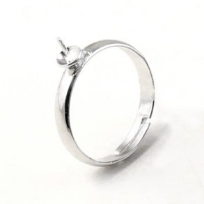 Ring mit Stift und Schale, versilbert, Größe 54-58, verstellbar, 1 Stk.