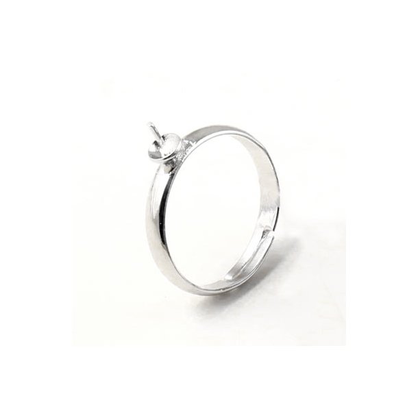 Finger ring with pin and bowl, silver plated, adjustable size 54-58, 1pcs