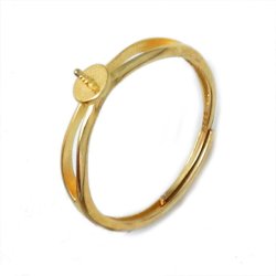 Ring, mit 0,6 mm Stift und 4 mm Schale, vergoldetes Silber, Gre 50-56, verstellbar, 1 Stk.