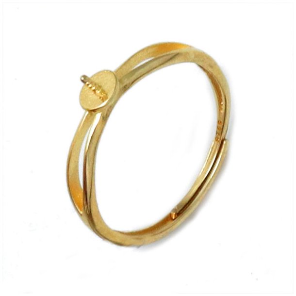 Ring, mit 0,6 mm Stift und 4 mm Schale, vergoldetes Silber, Gr&ouml;&szlig;e 50-56, verstellbar, 1 Stk.