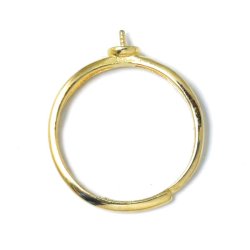 Ring, mit 0,6 mm Stift und 4 mm Schale, vergoldetes Silber, Gre 50-56, verstellbar, 1 Stk.