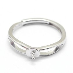 Ring, mit 0,6 mm Stift und 4 mm Schale, Silber, Gre 50-56, verstellbar, 1 Stk.