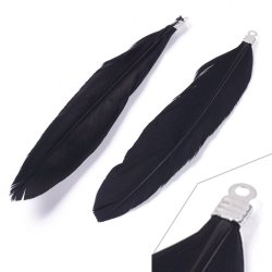 G&auml;nsefeder-Anh&auml;nger mit &Ouml;se, gef&auml;rbt, schwarz, L&auml;nge ca. 7-8 cm, 6 St&uuml;ck