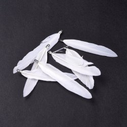 G&auml;nsefeder-Anh&auml;nger mit &Ouml;se, wei&szlig;, L&auml;nge ca. 7-8 cm, 6 St&uuml;ck
