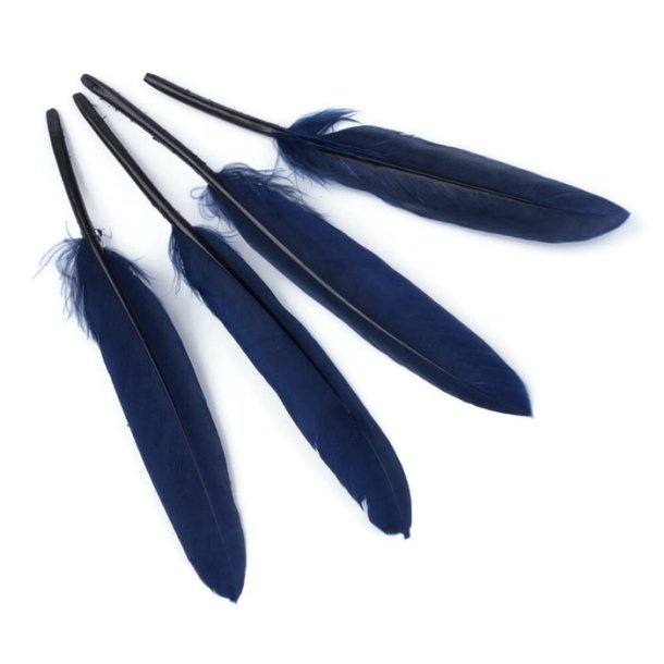 Goose feather, dyed, Midnightblue, length approx. 12-16 cm, 20 pcs