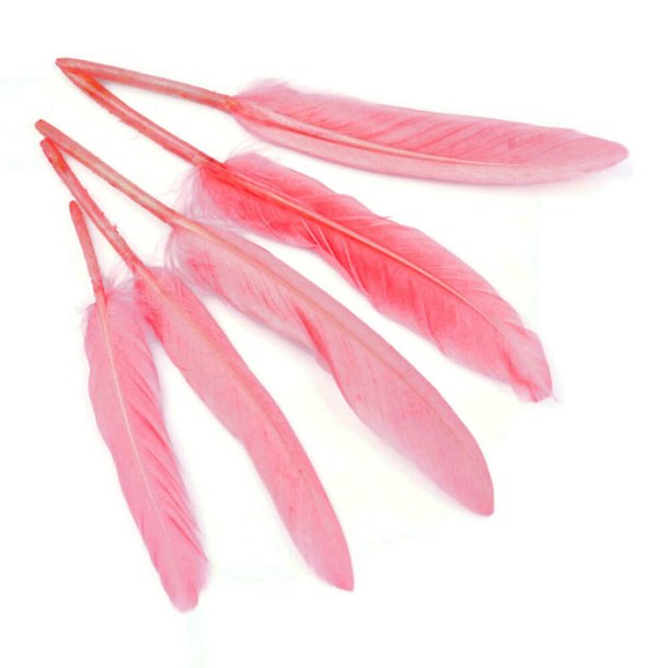 Goose feather, dyed, neonpink, length approx. 12-16 cm, 20 pcs