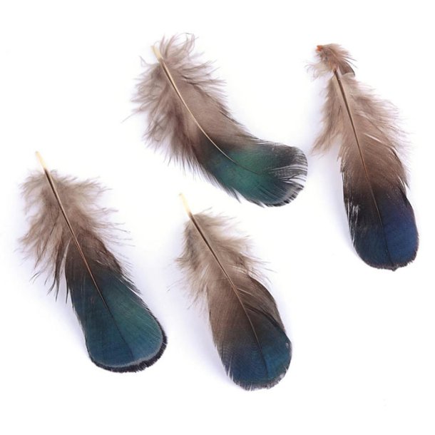 Chicken feathers, dyed, dark blue, 6-8 cm, approx. 20pcs.