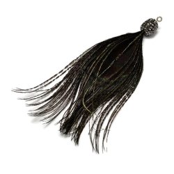 Anh&auml;nger, Pfauenfeder mit Strassperle, L&auml;nge ca. 12-15 cm, 1 St&uuml;ck.