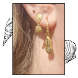 Ohrstecker, fein gehmmert, flach mit Loch, 8x5 mm, vergoldetes Silber, 2 Stck.