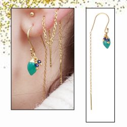 Ohrhaken mit Kugel, Ankerkette mit Stift, vergoldetes Silber, Lnge 75 mm, 2 Stk.