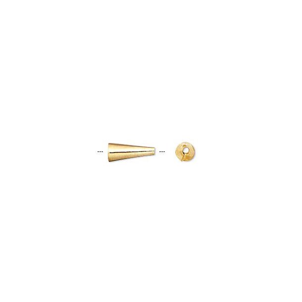 Gilded brass, cone bead cap with seams, light quality, 12.5x5mm, 6pcs