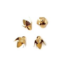 Perlenschalen mit &Ouml;se, hohe Bl&auml;tter, vergoldetes Messing, 7x6 mm, 10 Stk.