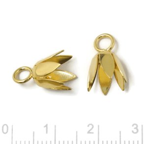 Tulip bead cap with loop, adjustable, gold-filled, large, 14x10mm, 1pc.