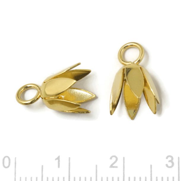 Tulip bead cap with loop, adjustable, gold-filled, large, 14x10mm, 1pc.