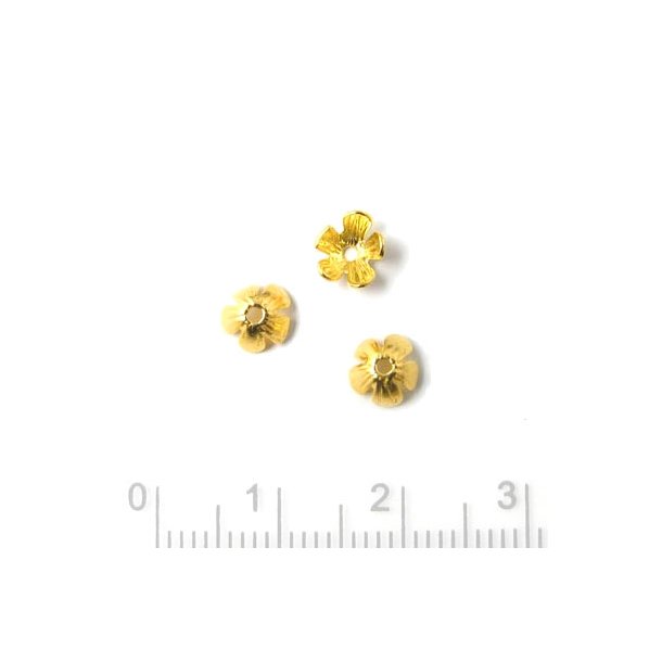 5-leaf bead cap, adjustable, gold plated silver, 6x3mm, 2pcs