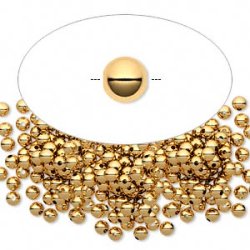 Gilded brass bead, drilled through, 4mm 100pcs.