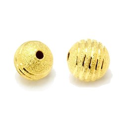 Vergoldetes Messing, Stardustperlen, mit Streifen, 10 mm, 2 Stk.