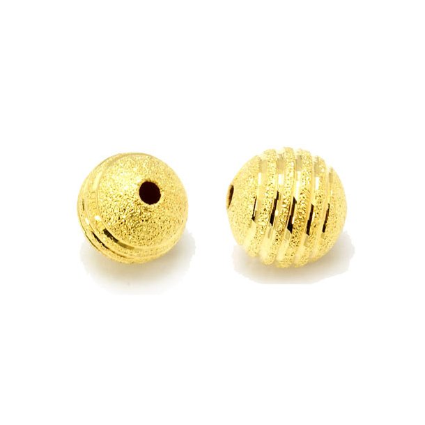 Gilded brass, stardust bead with stripes, 10mm, 2pcs.
