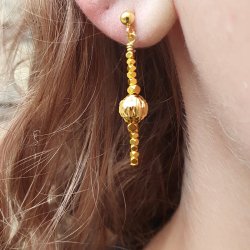 Facettierte Perle, vergoldetes Silber, rund, Durchmesser 6 mm, 2 Stck