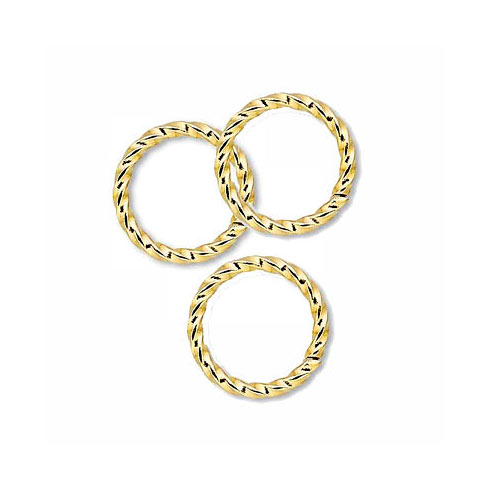 vergoldete Messingringe, gewunden, offen, 6x0,8 mm, 10 Stk