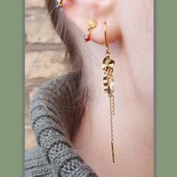 Mittelglied, unebene, l&auml;ngliche Oberfl&auml;che, 2 L&ouml;cher, vergoldetes Silber, 10x3 mm, 2 Stck