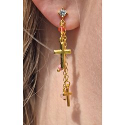 Kreuz, Anh&auml;nger mit &Ouml;se, vergoldetes Sterlingsilber, 14x8 mm, 2 Stk.