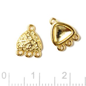 Mittelglied, unebene Dreieck, mit 4 sen, vergoldetes Silber, 11x8,5x2 mm. 2 Stck