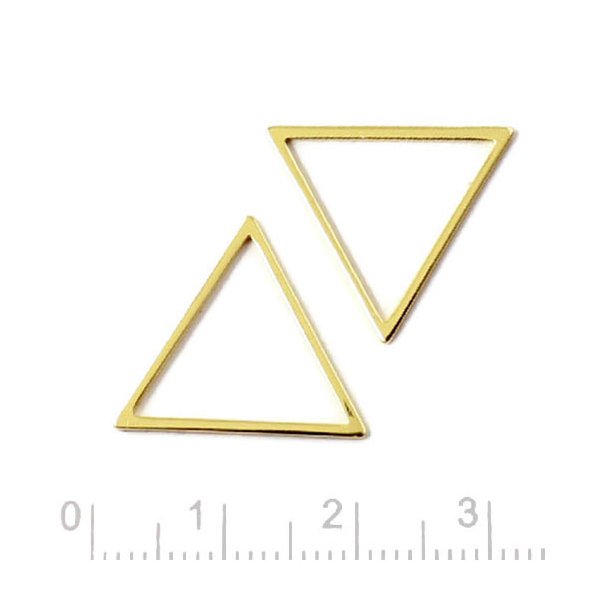 Simple triangle, gold plated brass, side length 19x19x19mm, 6pcs