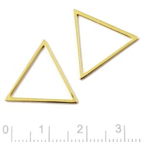 Simple triangle, gold plated silver, 20x20x20mm, 2pcs