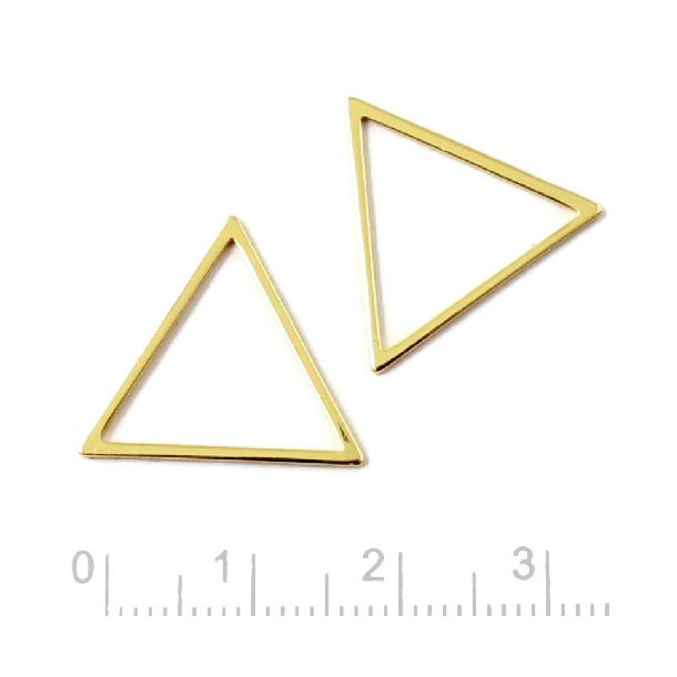 Simple triangle, gold plated silver, 20x20x20mm, 2pcs