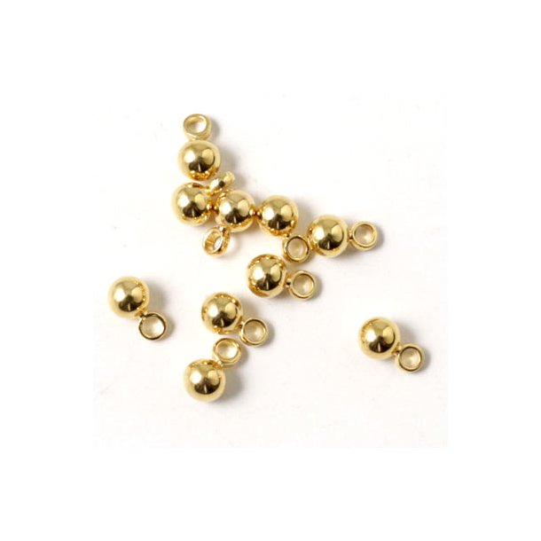 Sphere pendant with loop, gilded brass, 3x5mm, 10pcs.