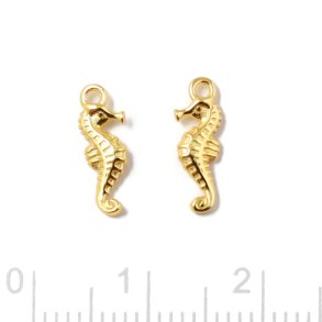 Seepferdchen mit se, vergoldetes Silber, 12x4 mm, 2 Stk.