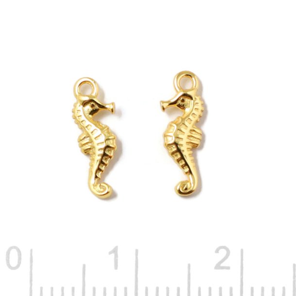 Seepferdchen mit se, vergoldetes Silber, 12x4 mm, 2 Stk.