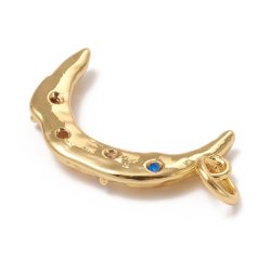 Mondsichel-Anhnger mit farbigen Zirkonia, vergoldetes Messing, mit se, 19x12x3 mm, 1 Stk