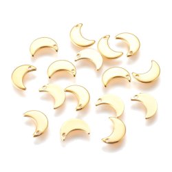 Halbmond, Anh&auml;nger mit Loch, vergoldeter Stahl, 10x7x1 mm, 2 Stk