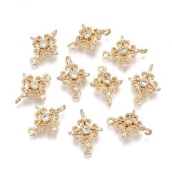 Zwischenstck, Stern mit Zirkonia, vergoldetes Messing, 2 sen, 17x13x3 mm, 2 Stk.