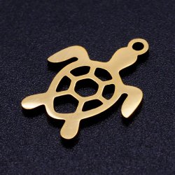 Schildkr&ouml;te-anh&auml;nger, vergoldeter Edelstahl, 19x14x1 mm, 2 Stk.