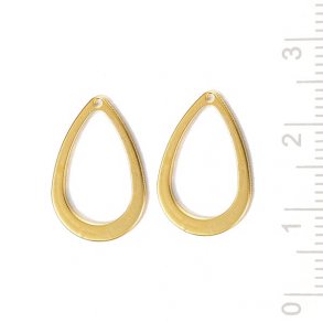Tropfen mit Loch, klein, vergoldeter Edelstahl, 17x11x0,7 mm, 2 Stk