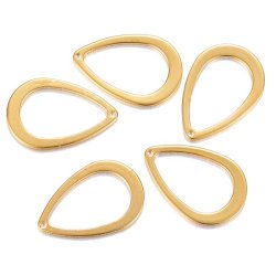 Tropfen mit Loch, klein, vergoldeter Edelstahl, 17x11x0,7 mm, 2 Stk