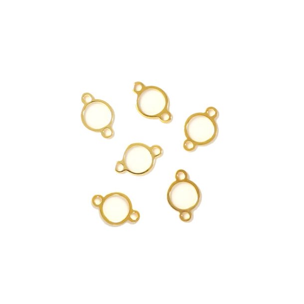 Connector bead, gilded brass simple round silhouette 7x11 mm, 2 eyes, 10pcs