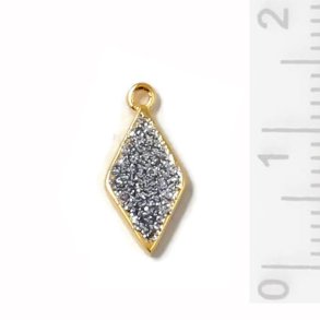 Anhnger mit Kristall und se, Raute, 13x6x1,5 mm, vergoldetes Silber, 1 Stk.
