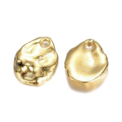 Anh&auml;nger, unebene Tropfen, flach, vergoldetes Messing, 11x9x2, 4 Stk