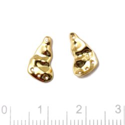 Anhnger, unebene Platte, glnzend, mit4 Lchern, vergoldetes Silber, 12x7 mm, 2 Stk